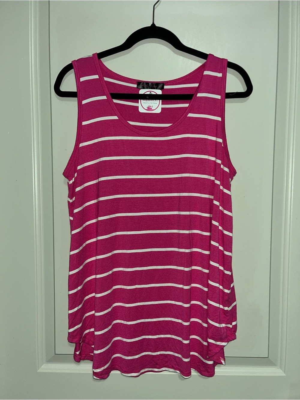 Shiela Rose Sleeveless Striped Fuchsia Tank Top